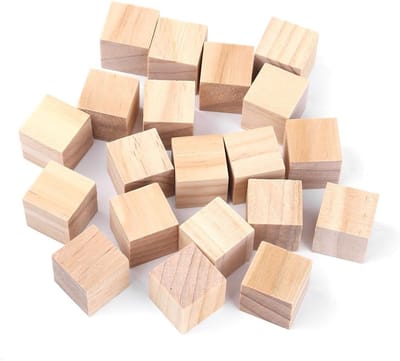 Natuurlijke onbewerkte houten blokken van 20 mm voor creatief knutselen - 20 stuks, ideaal voor DIY-projecten en decoratie