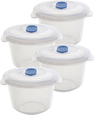 Whitefurze Vershoudbakje/bewaarbakje - 4x - magnetron/vriezer - transparant - kunststof - 500 ml