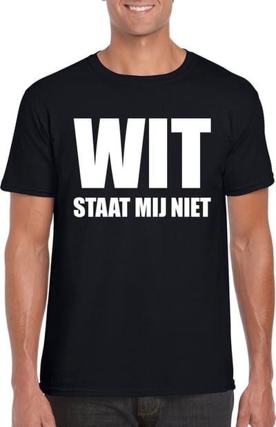 Wit staat mij niet t-shirt zwart heren S