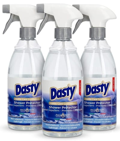 Dasty Shower Protector - 3-Pack (3x 600ml) - Anti-Kalk Spray - Waterafstotend & Kalkwerend - Badkamerreiniger met Aroma Drops Parfum