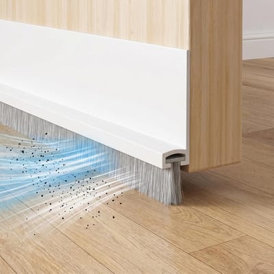 zelfklevend, met borstel, tochtstopper voor deuren, borstelafdichting, deurafdichting, geluidsisolatie voor binnen- en buitendeuren, blokkeert tocht, stof, lawaai (wit, 100 cm x 3 cm)