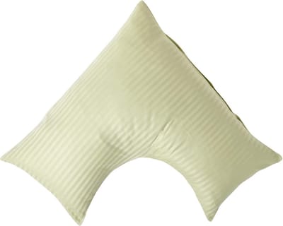 Homescapes Satijn Streep Katoen V-Kussensloop - Saliegroen - 100% Egyptisch Katoen - 330TC - 38 x 76 cm