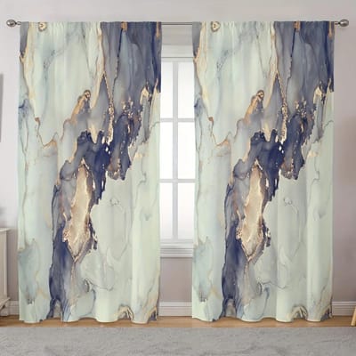 2 stuks Marmertextuur Digitaal Bedrukt Gordijn met Tunnelzoom Woonkamer en Kantoormeubilair Decor Huisdecoratie Semi Verduisterend cortinas (50Wx50H)x2(CM)&Grommet Top gray