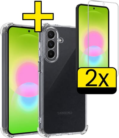 Hoesje - Met Screenprotector - 2 Stuks - Geschikt voor Samsung Galaxy A27 - Sterk & Shockproof - Siliconen Case - Back Cover - Telefoon Hoes - Shock Proof - Telefoonhoesjes - Transparant