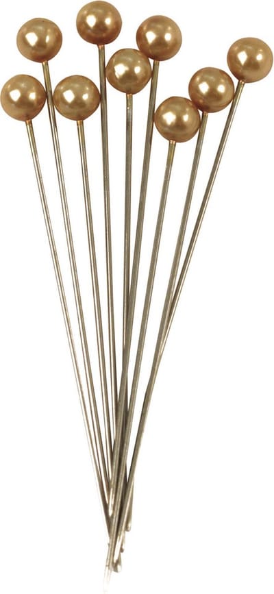 Rayher Spelden met parel kop/kopspelden/naaispelden - 6.5 cm - goud - 25x stuks - hobby steekspelden