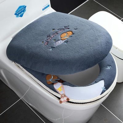 Toilet Deksel Covers Set - Toiletbril Hoes - Badkamer Decoreren - Pluche Katoen Materiaal - 2 Stuks - Cartoon Eend