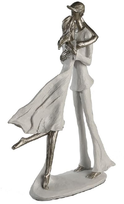 Gilde - Beeld - Hou Me Vast - Hold Me - Wit Zilver - 20 cm Hoogte 32 cm