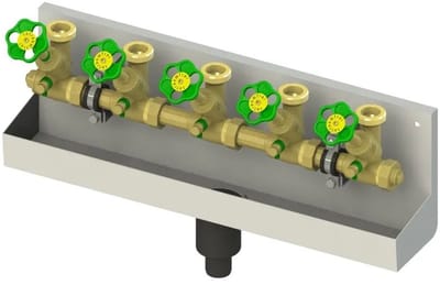 Schlösser Armaturen JS ATV-Station, stijgende spindel, 5-voudig, DN25, ingang 1'', bovenste uitgang 1 1/2'', 0075652502001