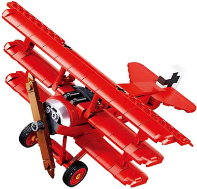 Sluban ModelBricks Fokker DR‑1S vliegtuig bouwspeelgoed kinderen vanaf 8 jaar – Constructiespeelgoed modelbouw – bouwdoos met 281 bouwstenen – M38-B1292