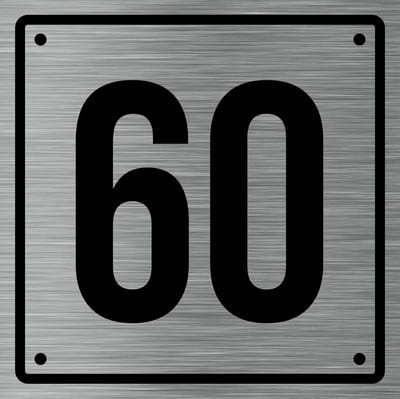 Huisnummerbord 60 - Incl. Schroeven en Pluggen – Acrylaat - 10 x 10 cm - RVS met Zwart