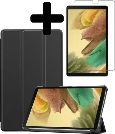 Hoes - Geschikt voor Samsung Galaxy Tab A7 Lite - Met Screenprotector - Trifold Bookcase - Hard Cover - Hardcover Book Case - Tablet Hoesje - Zwart