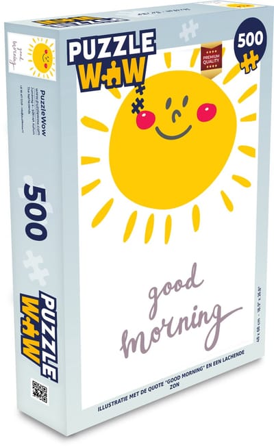 Puzzel Illustratie met de quote "Good morning" en een lachende zon - Legpuzzel - Puzzel 500 stukjes