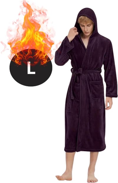 Bovista Badjas Heren - Fleece - Katoen - Badstof - Sauna - Hamam - Wafel - Bathrobe - Duster - Ochtendjas - Spa - Kimono - Paars L