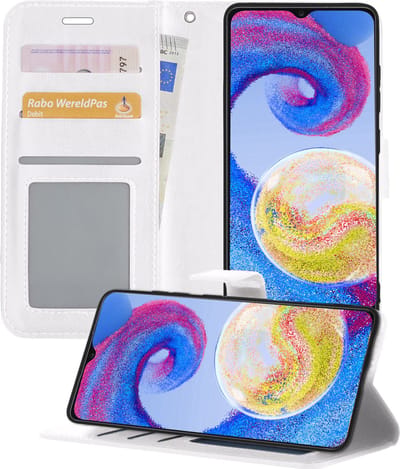 Hoesje - Geschikt voor Samsung Galaxy A04s - Luxe Bookcase - Walletcase Hoes - Portemonnee - Cover - Telefoonhoes - Wit
