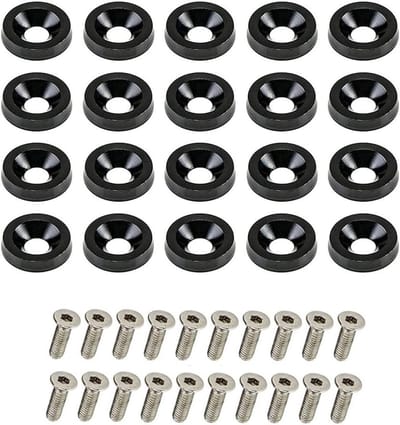 20-delige Set M6 RVS Schroeven met Aluminium Bumper Washers voor Auto Modificatie en Motorruimte Styling