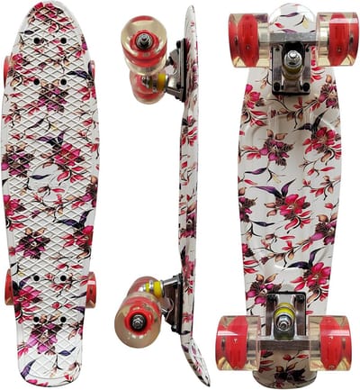 Compleet Skateboard - Penny Board - Buiten Plezier - Sterke PU Wielen - 22 Inch - Bloemenprint