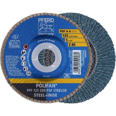 PFERD TOOLS 67668125 PFF 125 Z 80 PSF STEELOX Lamellenschijf Diameter 125 mm Boordiameter 22.23 mm Korrelgrootte (num) 80 RVS, Staal 10 stuk(s)