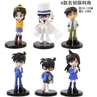 6 stuks/set Anime Detective Conan Kaito Kid Ran Mouri Model Figuur Speelgoed no box black