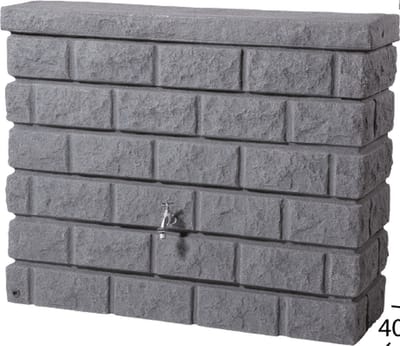 Graf regenton Rocky 400 L- granietgrijs-met kraantje-met vulautomaat voor ronde regenpijp