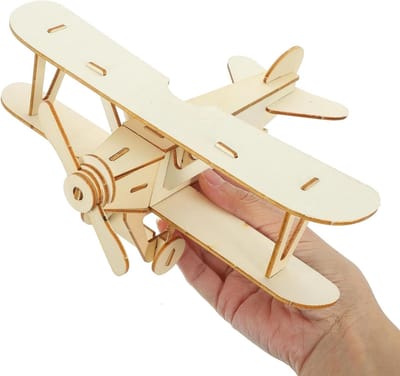 Allecto Plus - 3D houten vliegtuigmodel bouwpakket - handgemaakt - puzzel - doe-het-zelf - constructie - handwerk - schilderen - jet - montage - vliegtuig - hout -vliegtuigmodel