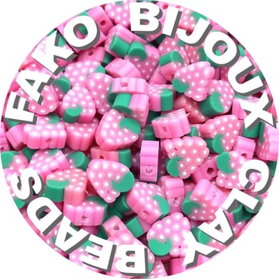 Fako Bijoux - 100 Klei Kralen Framboos - Polymeer Kralen - Figuurkralen - Kleikralen - 10mm - 100 Stuks