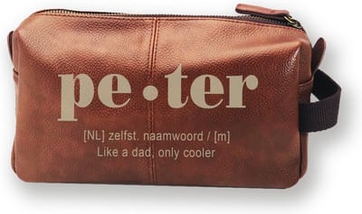 Cadeau voor peter - Toilettas - Lederen tas - Peter vragen - Geschenk