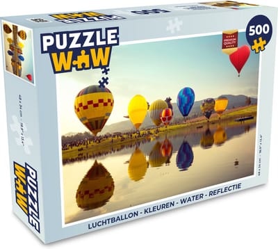 Puzzel Luchtballon - Kleuren - Water - Reflectie - Legpuzzel - Puzzel 500 stukjes