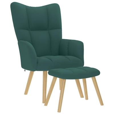 vidaXL - Relaxstoel - met - voetenbank - stof - donkergroen