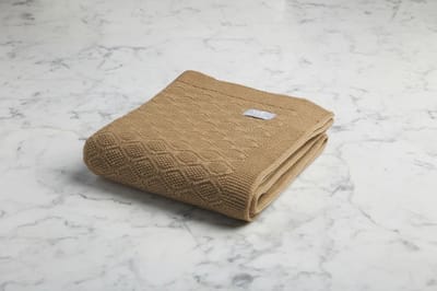 Deken van merino wol - Walnoot - 75x95 cm - ruitjespatroon