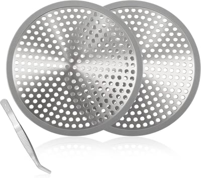 Afvoerzeef Set - Douche Haarzeef - Afvoer Beschermen - Met Pincet - 12 cm Diameter - Grijs