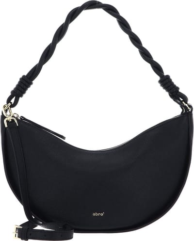 abro Leren Schoudertas Leather Kavir Shoulder Bag Moon Black / Gold Zwart