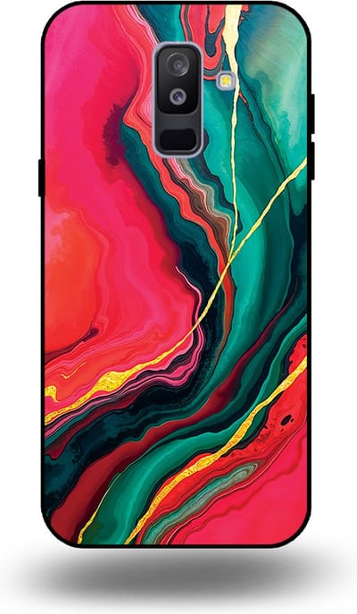 Smartphonica Telefoonhoesje Geschikt voor Samsung Galaxy A6 Plus 2018 met Rood Groen Marmer Opdruk - TPU Backcover Case Red Green Marble Design geschikt voor Samsung Galaxy A6 Plus 2018