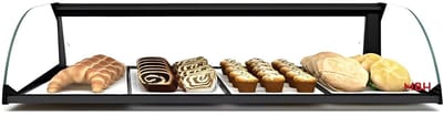 Gebogen Glazen Vitrine - Tafelmodel Display - Horeca Etalage - Neutraal Zonder Koeling - 84cm Breed