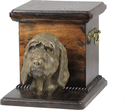 Elegante urn voor hondenas met beeldje van Grand Griffon Vendéen