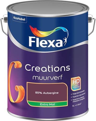 Flexa - Creations Muurverf Extra Mat - 85% Aubergine - Mengverf - 5 L