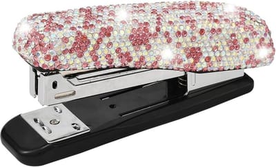 Glitter Steppenaamachine Roze - Kleine, Luxe Standaard Steppenaamachine met Strass Steentjes voor School en Kantoor