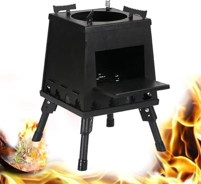 Draagbare Houtkachel - Outdoor Kooktoestel Kamperen - Buiten Koken - Verstelbaar Ontwerp - 3 kg - Zwart