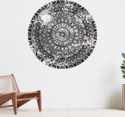 Muurcirkel zelfklevend behang - Abstracte mandala - Wanddecoratie - 080cm behangcirkel - Ronde sticker voor aan de muur - Behangsticker verkrijgbaar in verschillende formaten
