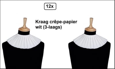 12x Kraag crêpe-papier wit (3-laags) - Sint en Piet Thema feest party festival Sinterklaasfeest