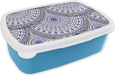Broodtrommel Blauw - Lunchbox - Brooddoos - Design - Delfts Blauw - Patronen - 18x12x6 cm - Kinderen - Jongen