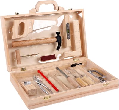 Gereedschapsset Kinderen - Houten Werkbank - Fantasie Spelen - Educatief Leren - 42 cm - Houtkleur