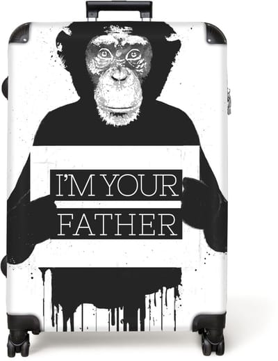 NoBoringSuitcases.com® - Koffer groot - Reiskoffer lichtgewicht - I'm your father - Aap - Quote - Dieren - Rolkoffer met 4 wielen - Grote trolley XL - 98 liter bagage