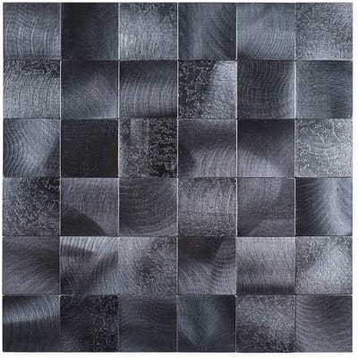 Zelfklevende Mozaïek Steenstrip Blok Vierkant GunMetal