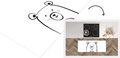 Keukenloper - Loper keuken - Beer - Kinderen - Wit - 120x50 cm - Keukenloper vinyl