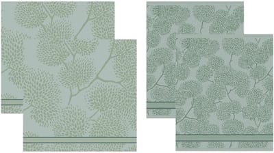 DDDDD - 2x theedoek + 2x keukendoek - Trees - Bomen print - Groen