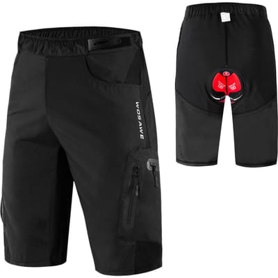 Short de cyclisme 2 en 1 pour homme, short ample respirant à séchage rapide pour VTT avec rembourrage 3D XL noir