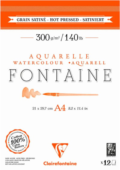 Clairefontaine aquarelpapier blok A3 satijn 300g/m² 12 vellen