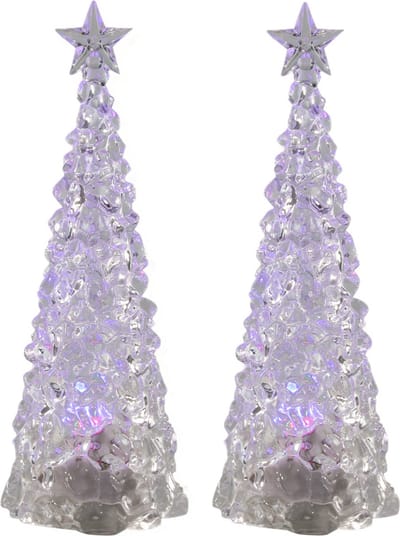 Svenska Living verlichte piramide kerstboompjes - 2x st - acryl - 30 cm