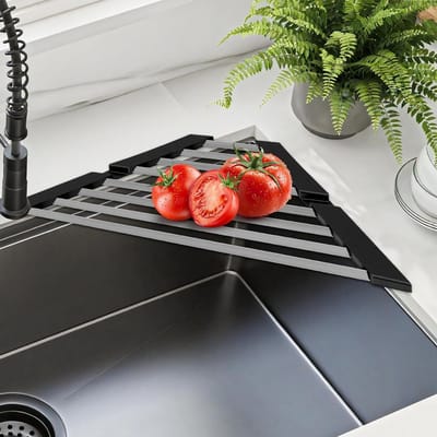 Driehoekig Afdruiprek - Keuken Organizer - Servies Drogen - Opvouwbaar Design - 43 cm Breed - Zwart