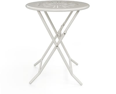 Vente-unique Opklapbare tuintafel D.60 cm in metaal in smeedijzerstijl - Wit - GUERMANTES van MYLIA